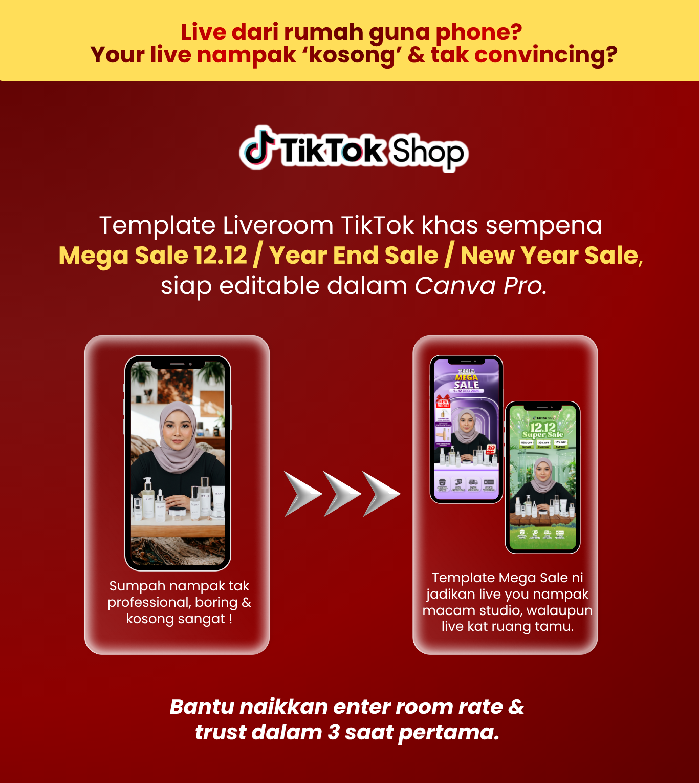 Template Liveroom Tiktok Mega Sale 12.12, Year End Sale, New Year Sale